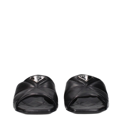 Prada Black Leather Flat Sandals – EU35.5/US5.5 par Prada | Disponible sur Sandy Store ByNet