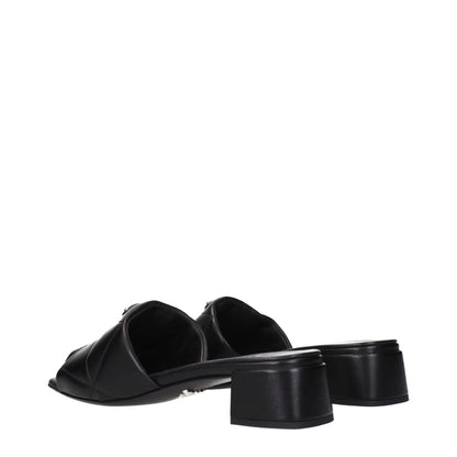 Prada Black Leather Flat Sandals – EU35.5/US5.5 par Prada | Disponible sur Sandy Store ByNet