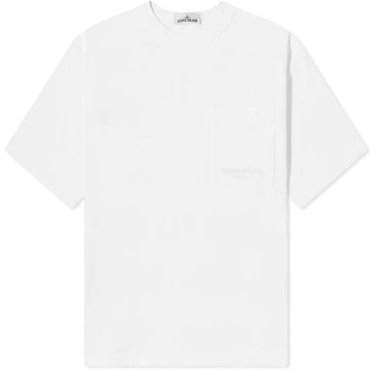 Stone Island White Cotton T-Shirt - Sandy Store ByNet