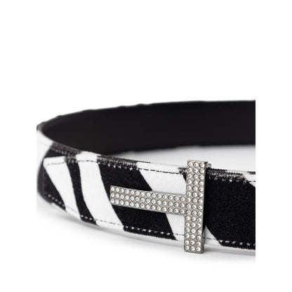 Tom Ford Black And White Leather Belt - Sandy Store ByNet