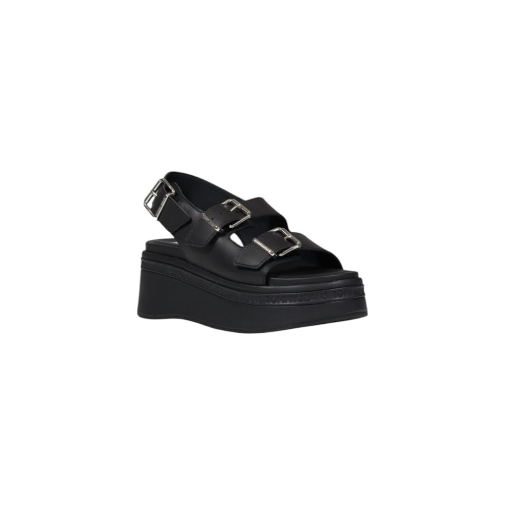Tommy Hilfiger Jeans Black Leather Sandal – EU39/US9 par Tommy Hilfiger Jeans | Disponible sur Sandy Store ByNet