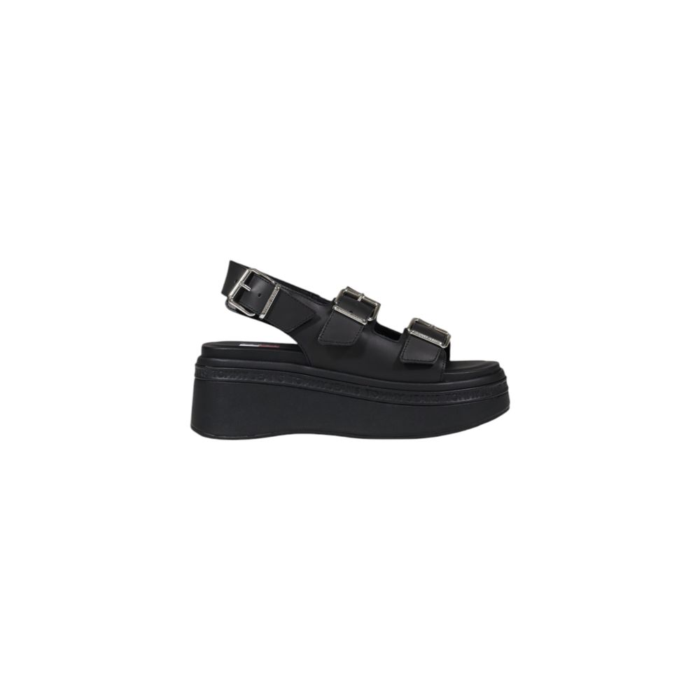Tommy Hilfiger Jeans Black Leather Sandal – EU39/US9 par Tommy Hilfiger Jeans | Disponible sur Sandy Store ByNet