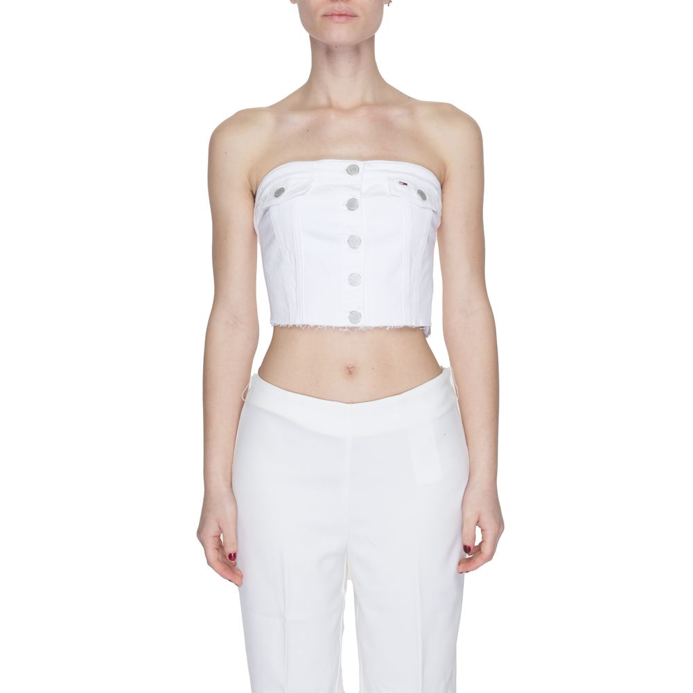 Tommy Hilfiger Jeans White Recycled Cotton Tops & T-Shirt - Sandy Store ByNet
