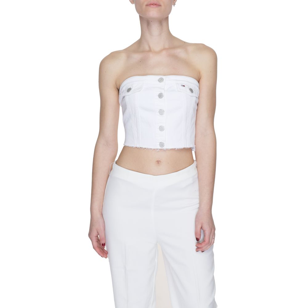 Tommy Hilfiger Jeans White Recycled Cotton Tops & T-Shirt - Sandy Store ByNet