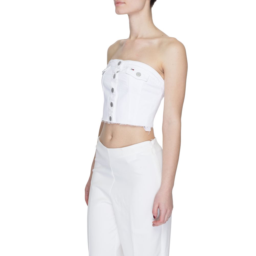 Tommy Hilfiger Jeans White Recycled Cotton Tops & T-Shirt - Sandy Store ByNet