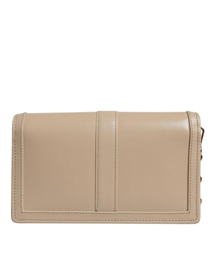 Versace Beige Gold Chain Calf Leather Wallet Crossbody Bag - Sandy Store ByNet