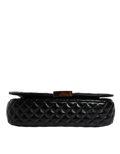 Versace Black Calf Leather Quilted Shoulder Strap Bag - Sandy Store ByNet
