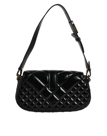 Versace Black Calf Leather Quilted Shoulder Strap Bag - Sandy Store ByNet