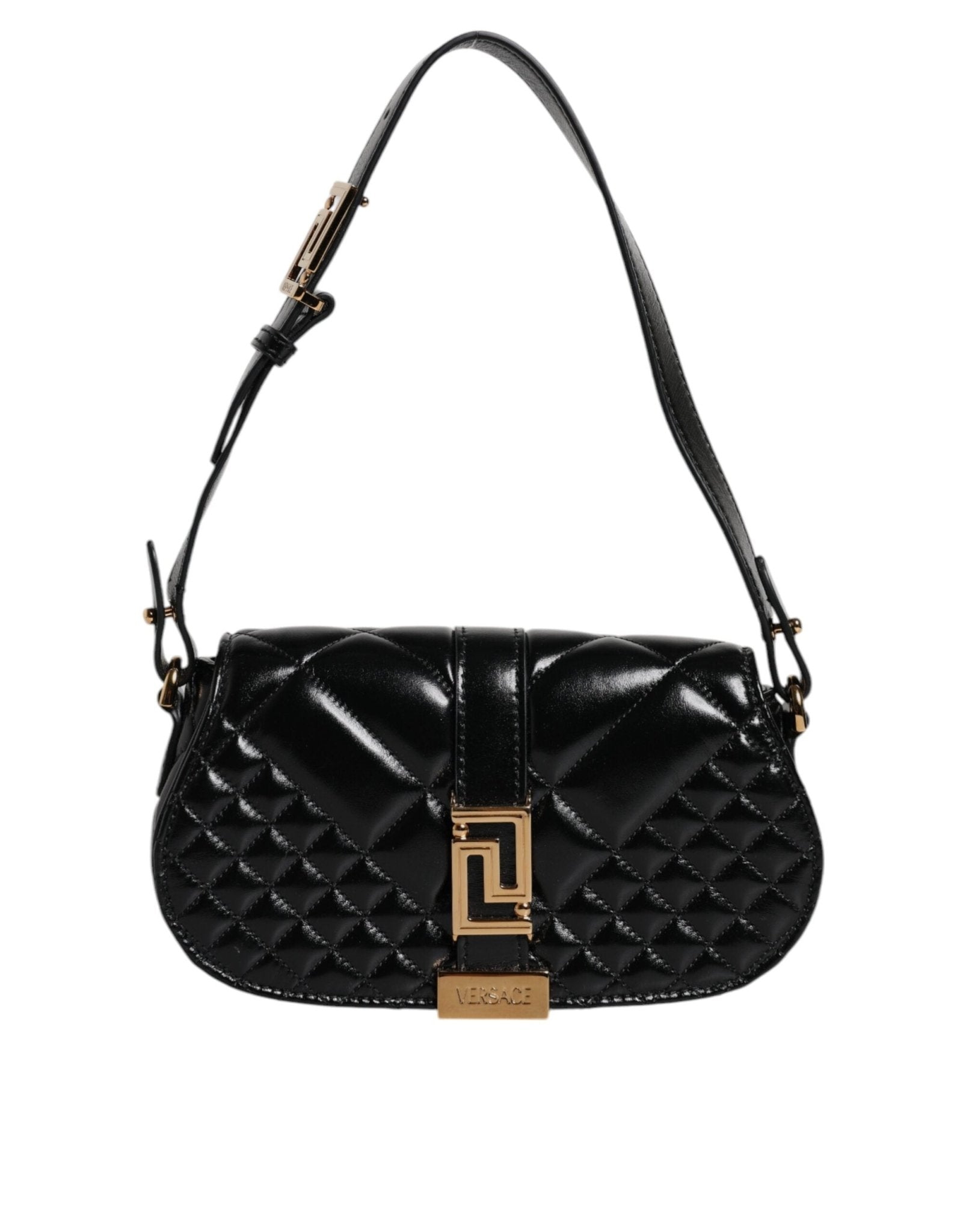 Versace Black Calf Leather Quilted Shoulder Strap Bag - Sandy Store ByNet