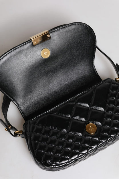 Versace Black Calf Leather Quilted Shoulder Strap Bag - Sandy Store ByNet