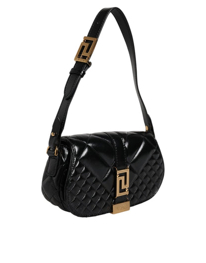 Versace Black Calf Leather Quilted Shoulder Strap Bag - Sandy Store ByNet