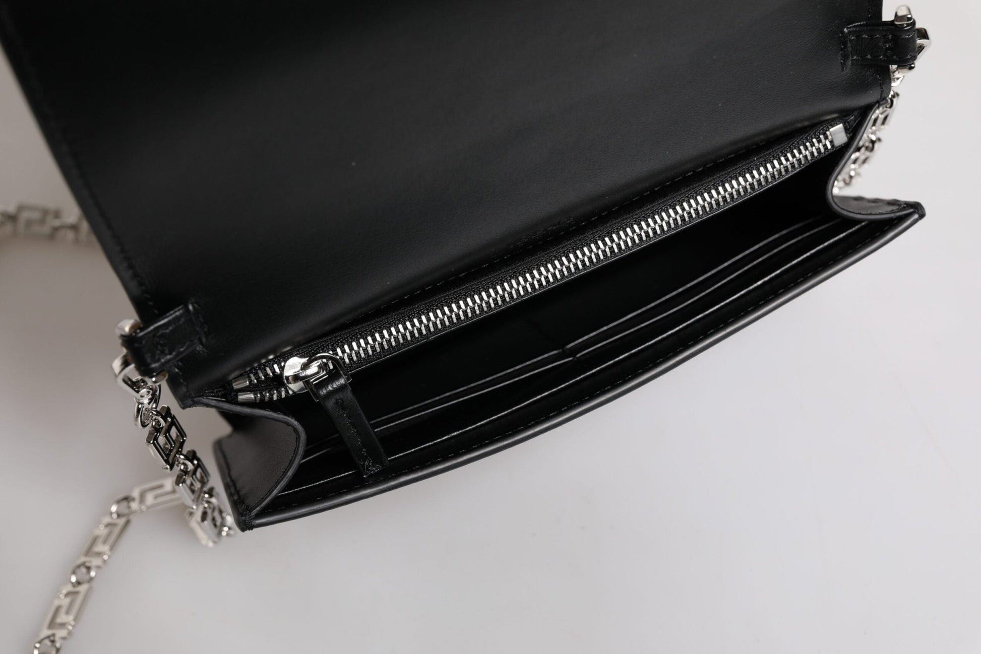 Versace Black Calfskin Leather Chain Strap Shoulder Crossbody Bag - Sandy Store ByNet
