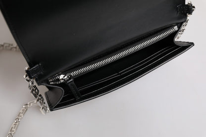 Versace Black Calfskin Leather Chain Strap Shoulder Crossbody Bag - Sandy Store ByNet