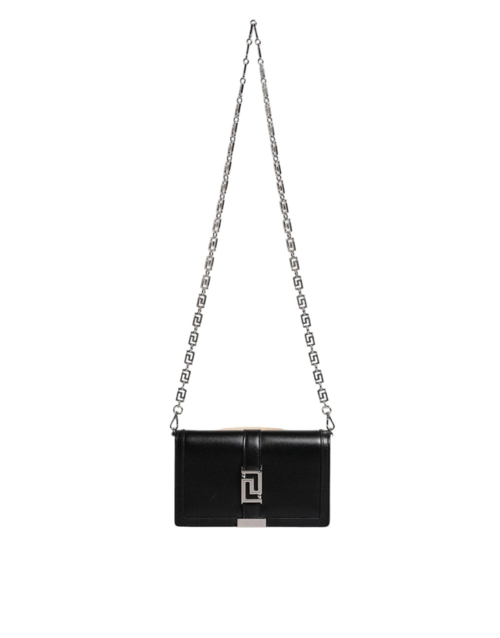 Versace Black Calfskin Leather Chain Strap Shoulder Crossbody Bag - Sandy Store ByNet