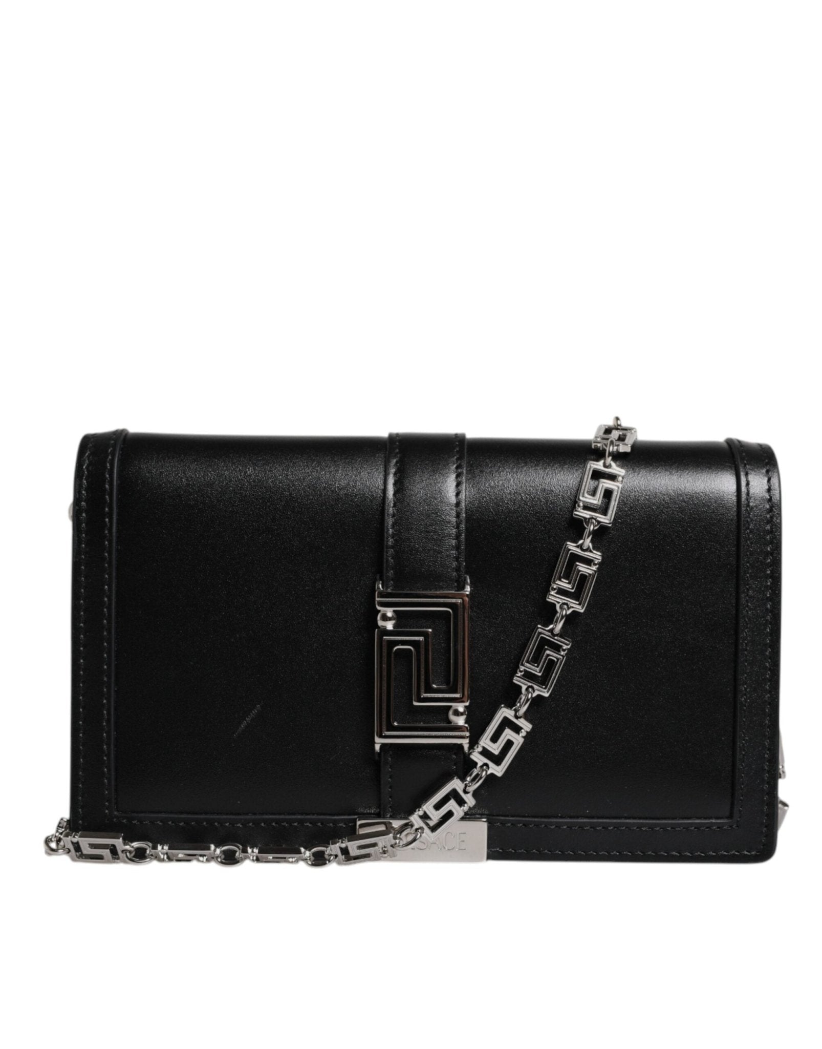Versace Black Calfskin Leather Chain Strap Shoulder Crossbody Bag - Sandy Store ByNet
