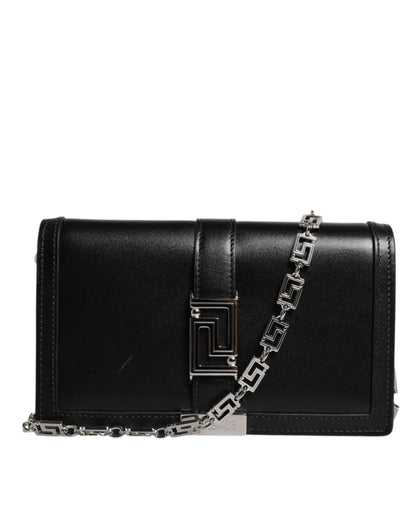 Versace Black Calfskin Leather Chain Strap Shoulder Crossbody Bag - Sandy Store ByNet