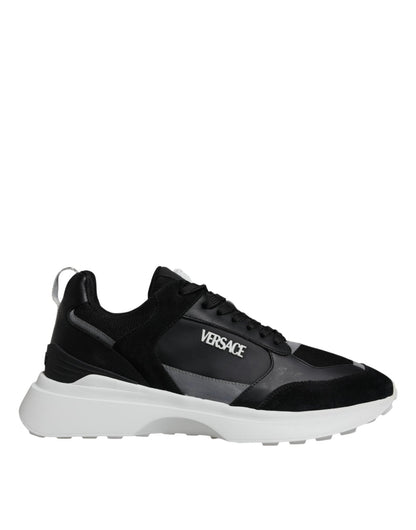 Versace Black Canvas Quad Fabric Medusa Low Top Sneaker Shoes - Sandy Store ByNet