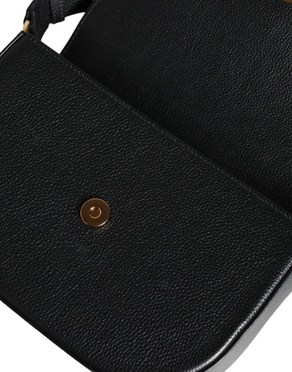 Versace Black Grainy Calf Leather Logo Crossbody Shoulder Bag - Sandy Store ByNet