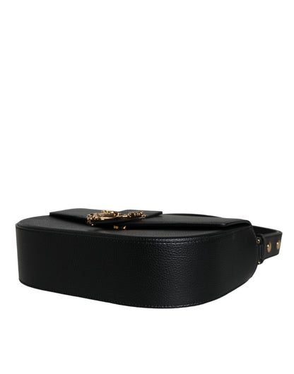 Versace Black Grainy Calf Leather Logo Crossbody Shoulder Bag - Sandy Store ByNet