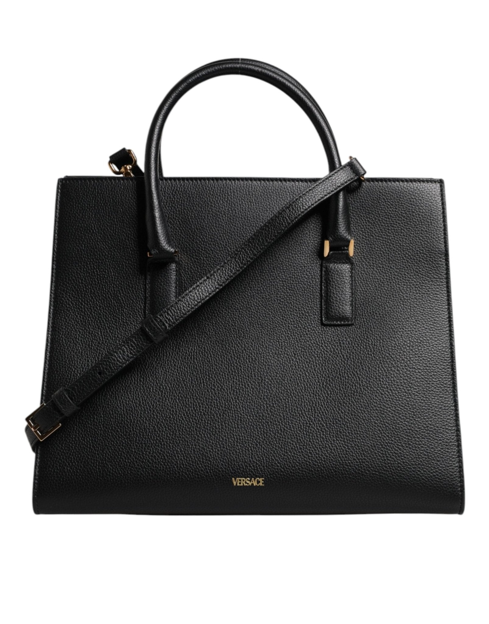 Versace Black Large Leather Top Handle Shoulder Crossbody Bag - Sandy Store ByNet