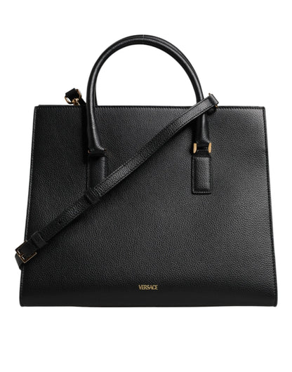 Versace Black Large Leather Top Handle Shoulder Crossbody Bag - Sandy Store ByNet