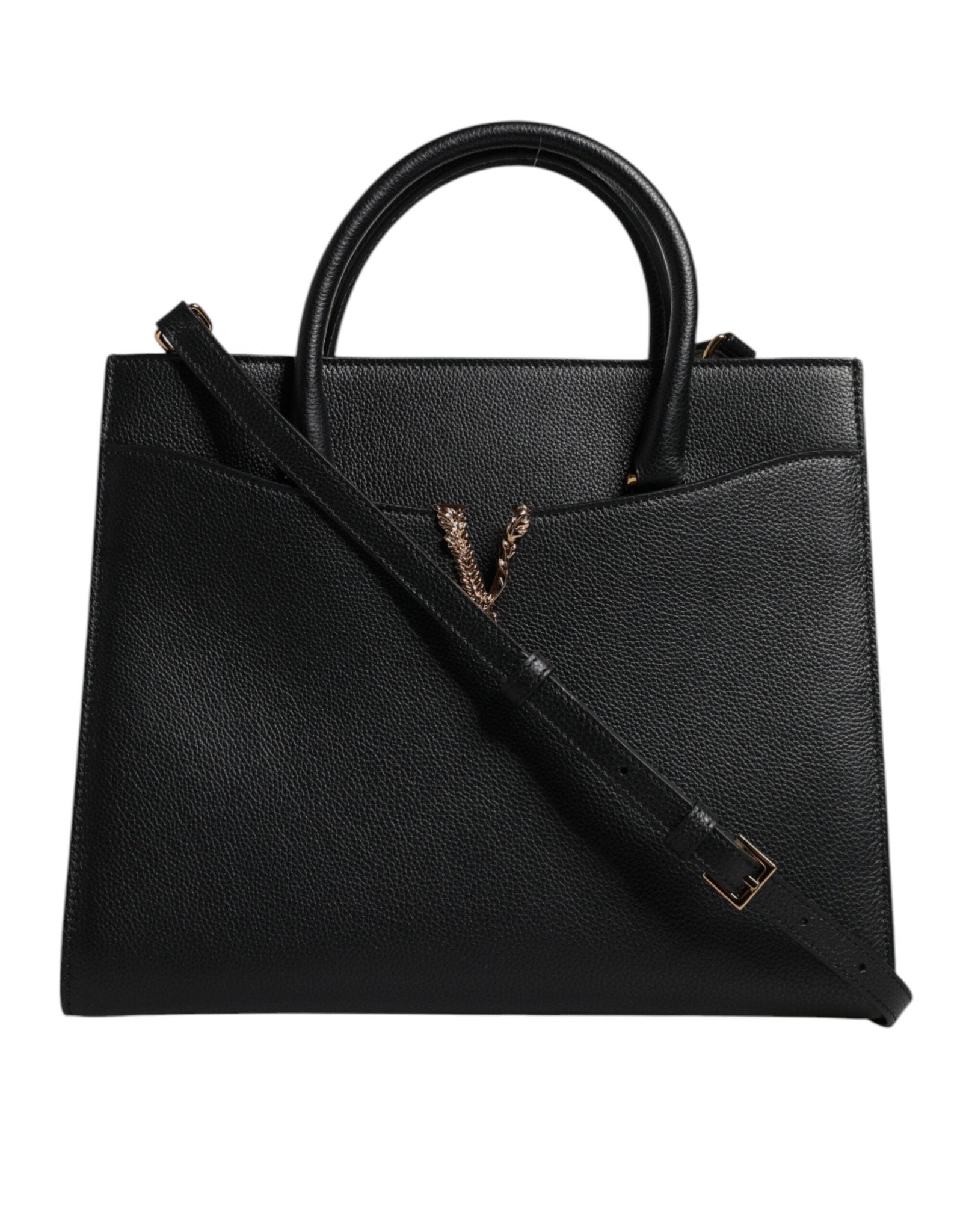 Versace Black Large Leather Top Handle Shoulder Crossbody Bag - Sandy Store ByNet