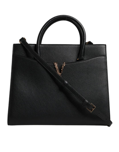 Versace Black Large Leather Top Handle Shoulder Crossbody Bag - Sandy Store ByNet