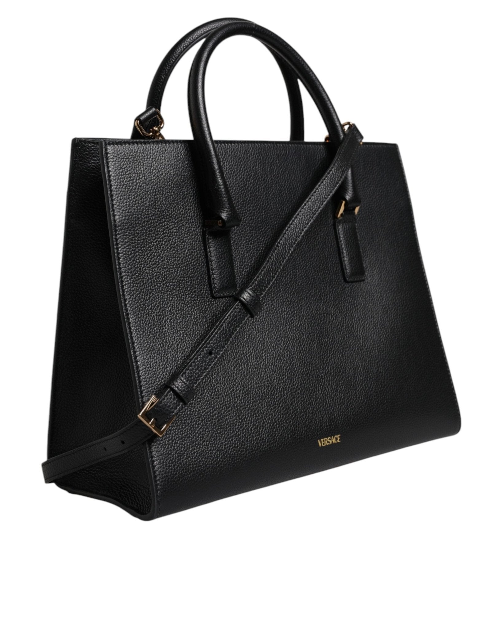 Versace Black Large Leather Top Handle Shoulder Crossbody Bag - Sandy Store ByNet