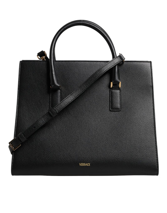 Versace Black Large Leather Top Handle Shoulder Crossbody Bag - Sandy Store ByNet