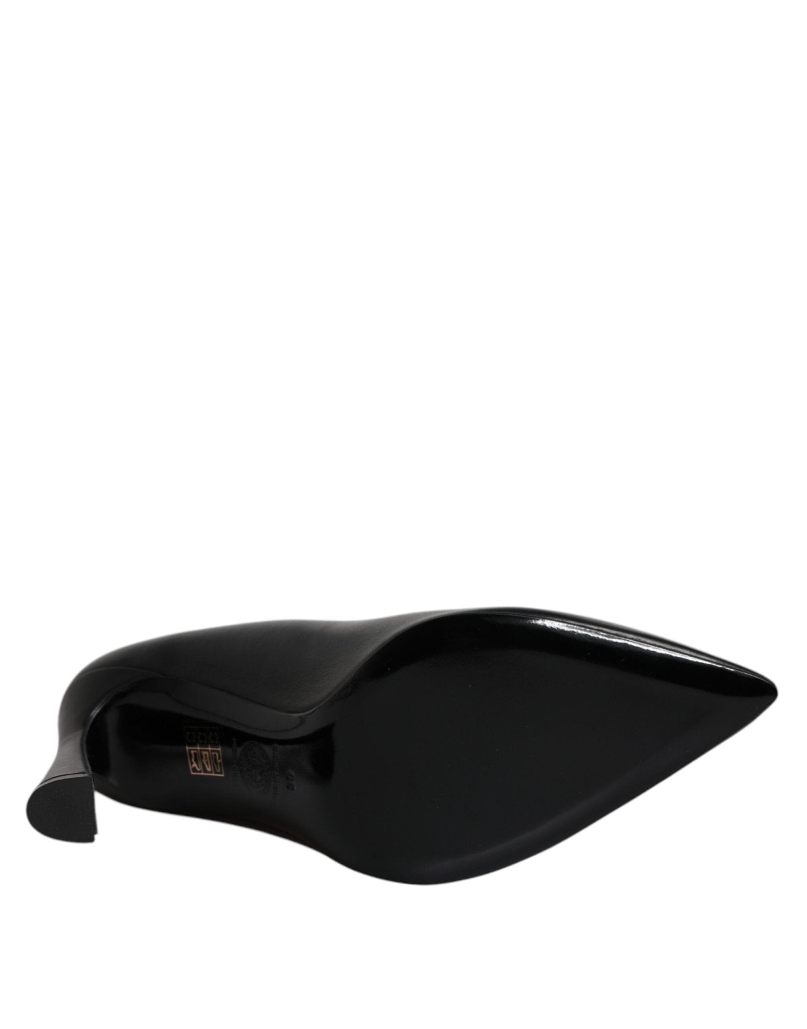 Versace Black Leather Logo Plaque High Heels Pumps Shoes - Sandy Store ByNet