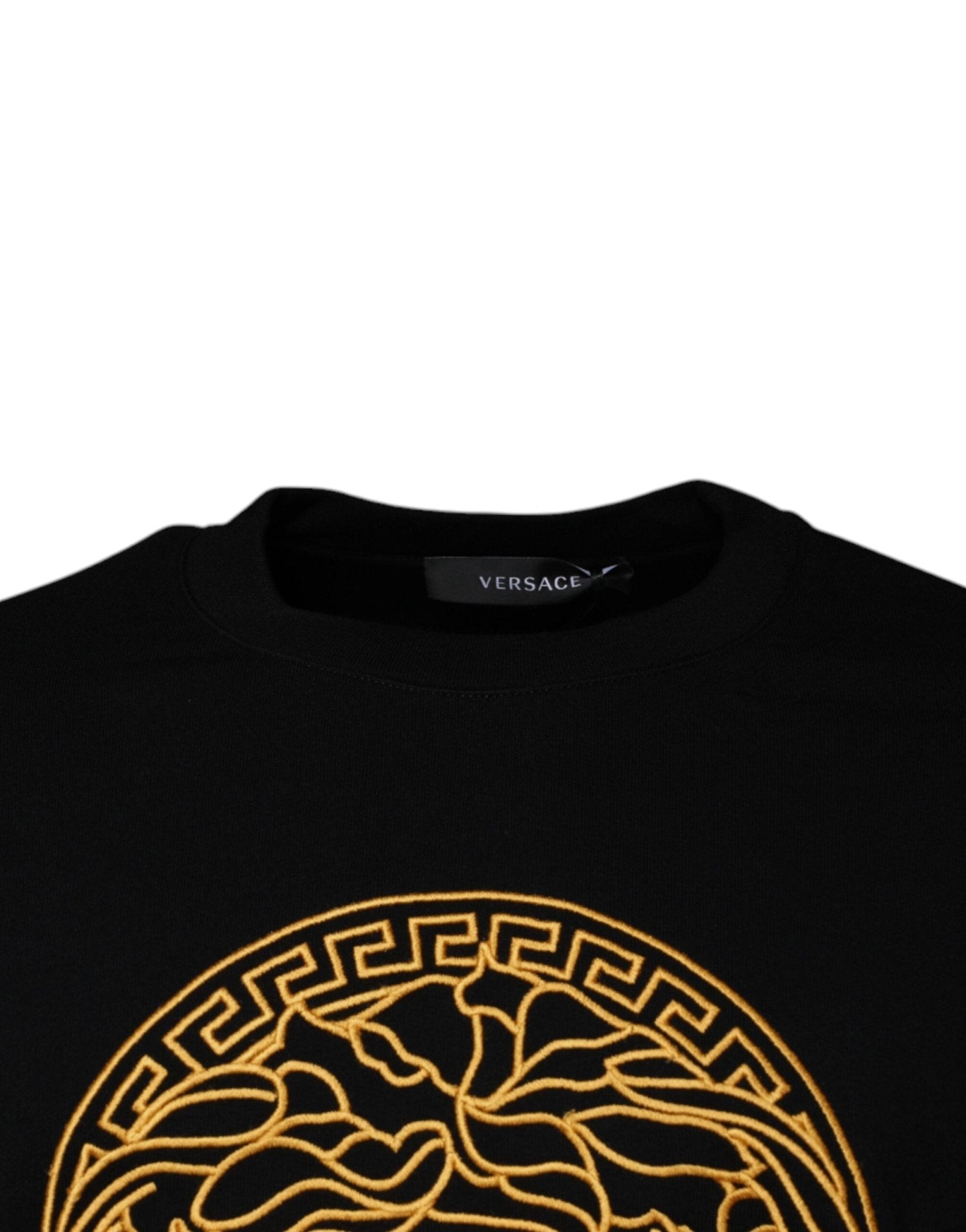 Versace Black Medusa Embroidery Crew Neck Pullover Sweater - Sandy Store ByNet