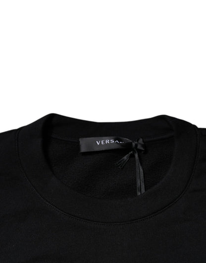Versace Black Medusa Embroidery Crew Neck Pullover Sweater - Sandy Store ByNet