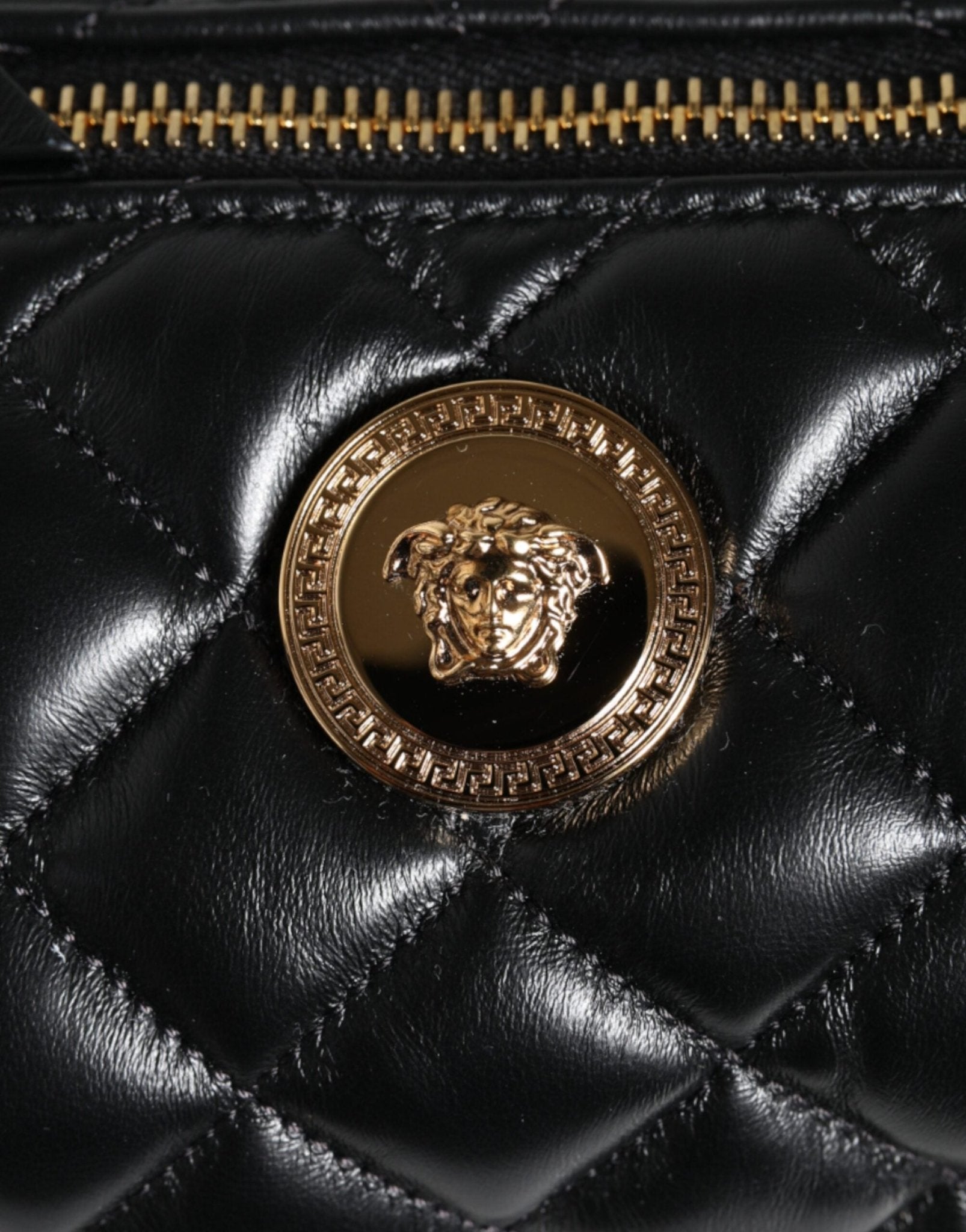 Versace Black Mini Quilted Lambskin Leather Crossbody Sling Bag - Sandy Store ByNet