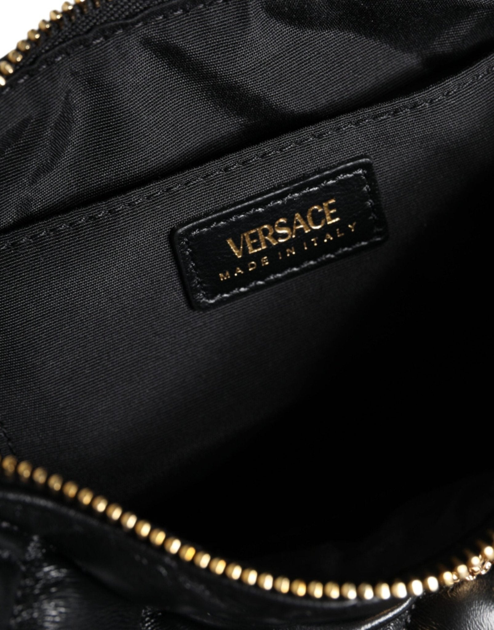Versace Black Mini Quilted Lambskin Leather Crossbody Sling Bag - Sandy Store ByNet