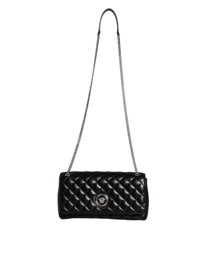 Versace Black Quilted Lambskin Leather Crossbody Shoulder Bag - Sandy Store ByNet