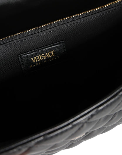 Versace Black Quilted Nappa Leather Crossbody Shoulder Bag - Sandy Store ByNet