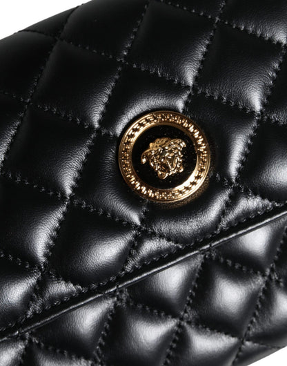 Versace Black Quilted Nappa Leather Crossbody Shoulder Bag - Sandy Store ByNet