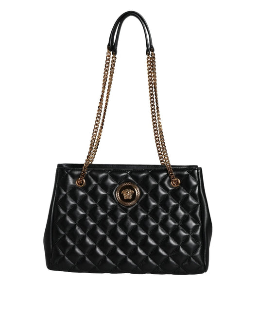 Versace Black Quilted Nappa Leather Shoulder Chain Strap Bag - Sandy Store ByNet