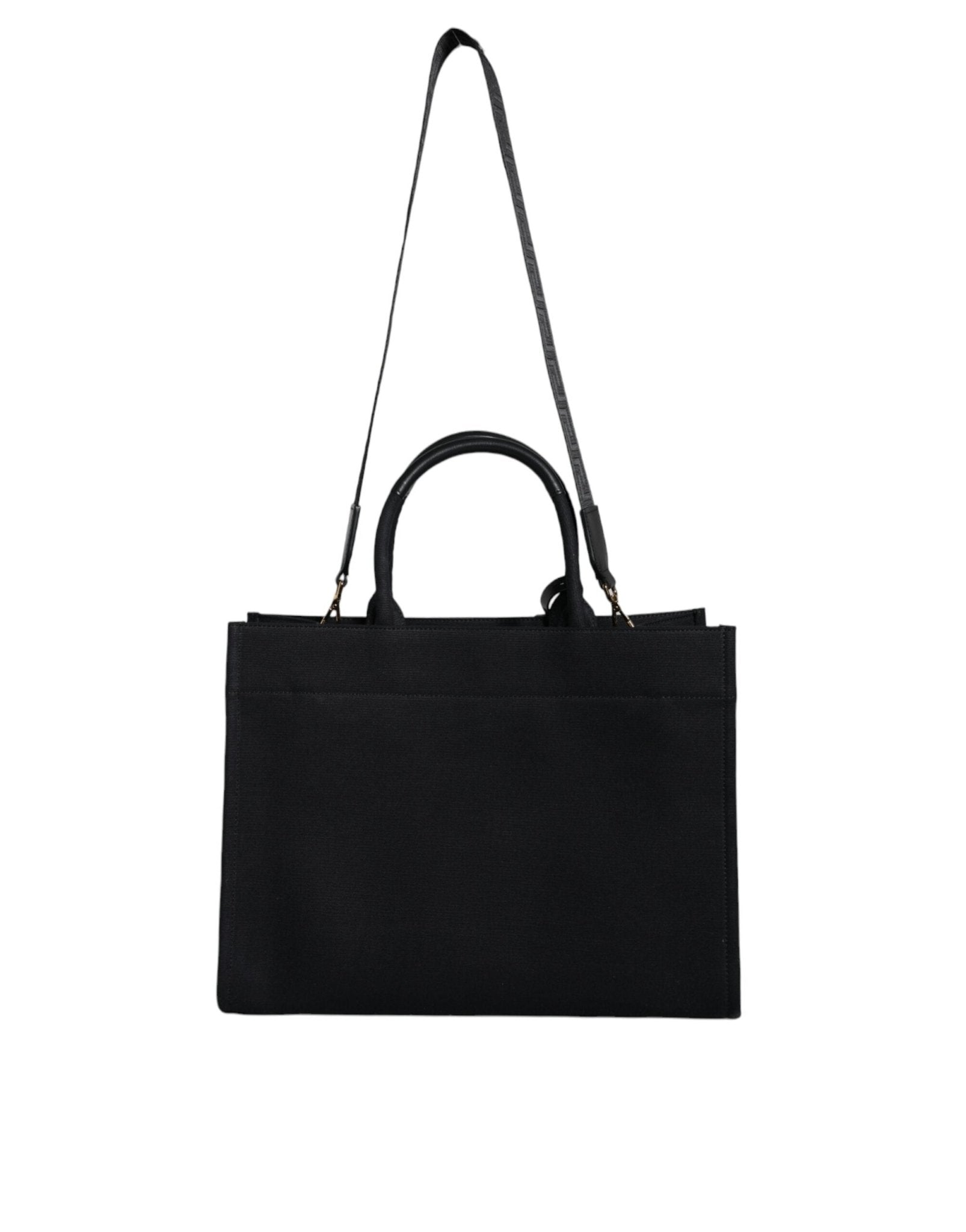 Versace Black Top Handle Canvas Leather Logo Crossbody Tote Bag - Sandy Store ByNet