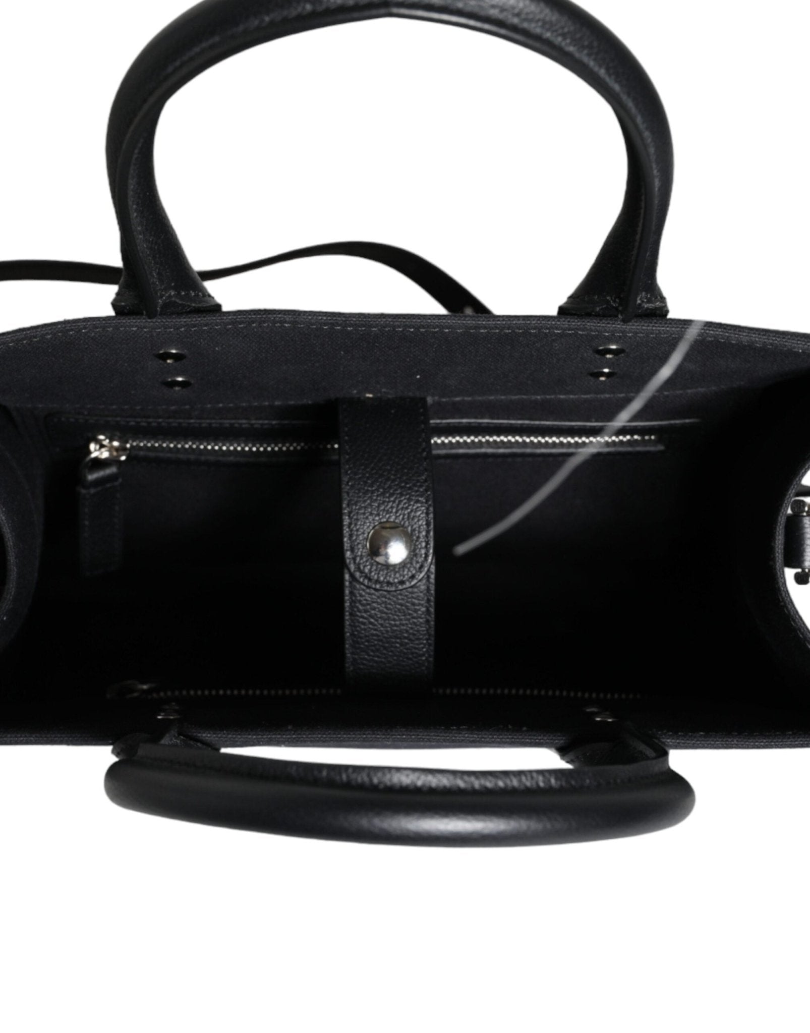 Versace Black Top Handle Canvas Leather Logo Crossbody Tote Bag - Sandy Store ByNet