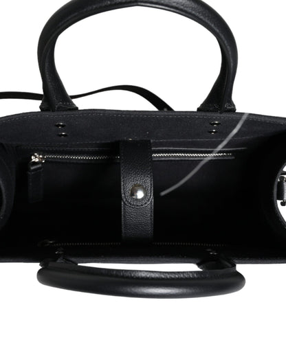 Versace Black Top Handle Canvas Leather Logo Crossbody Tote Bag - Sandy Store ByNet