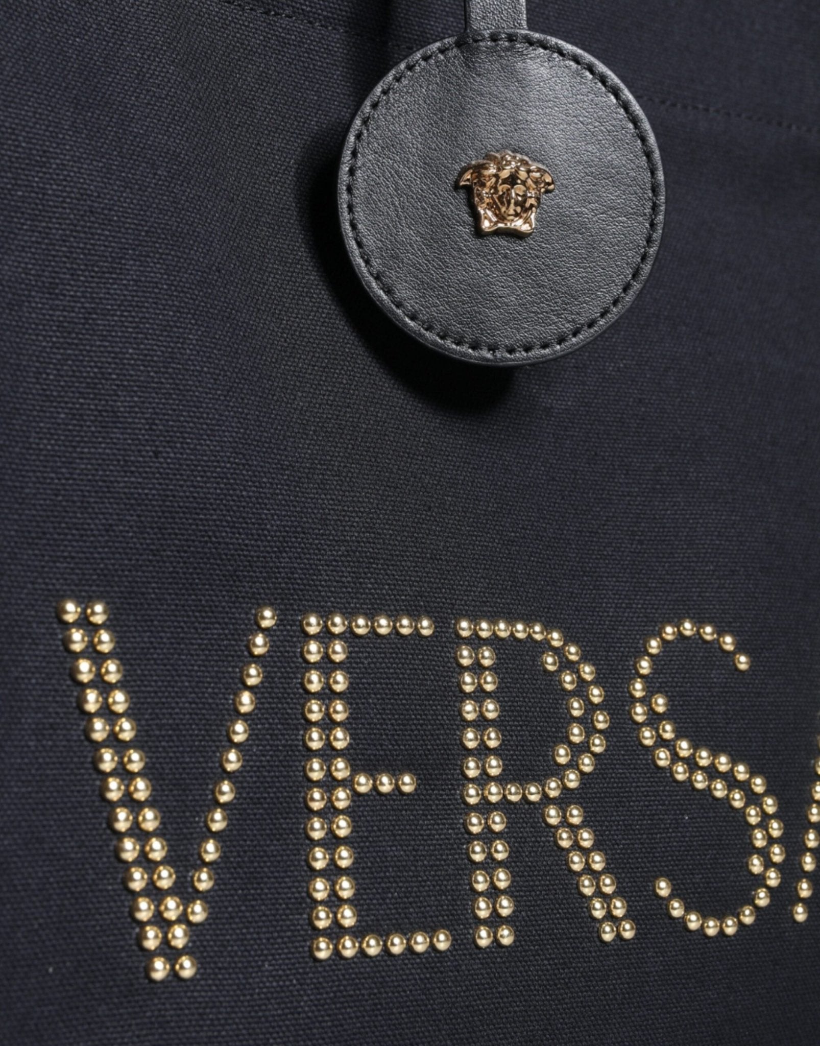 Versace Black Top Handle Canvas Leather Logo Crossbody Tote Bag - Sandy Store ByNet