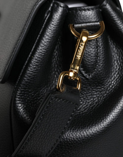 Versace Black Top Handle Grainy Calfskin Leather Crossbody Bag - Sandy Store ByNet