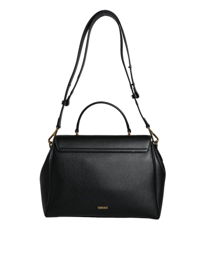 Versace Black Top Handle Grainy Calfskin Leather Crossbody Bag - Sandy Store ByNet