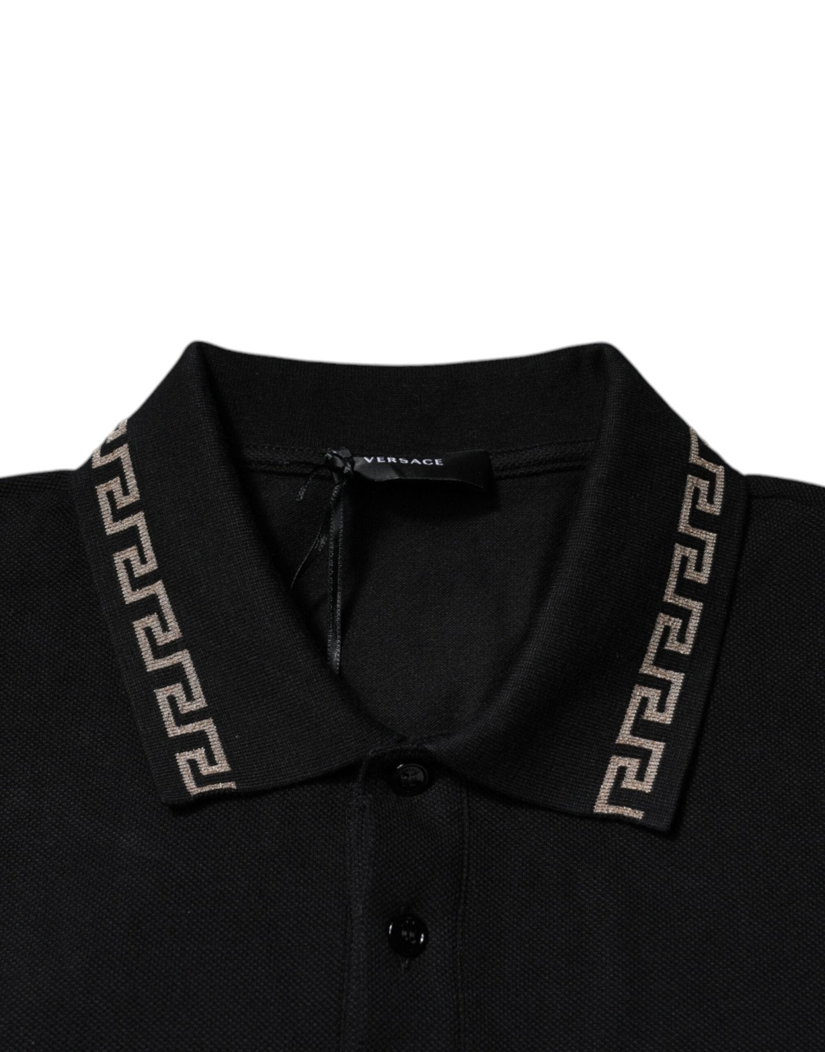 Versace Black Viscose Collared Polo Short Sleeves T-shirt - Sandy Store ByNet