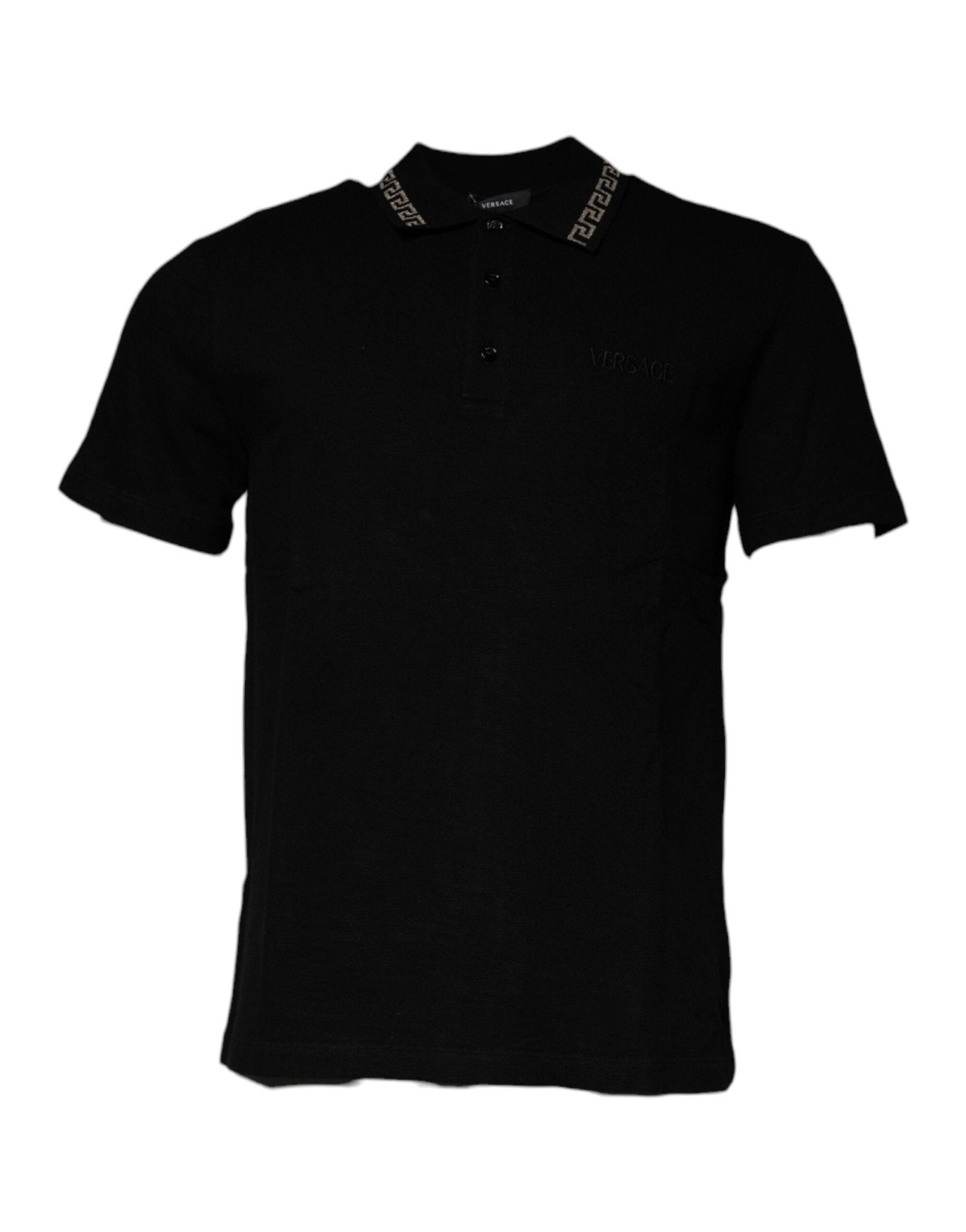 Versace Black Viscose Collared Polo Short Sleeves T-shirt - Sandy Store ByNet