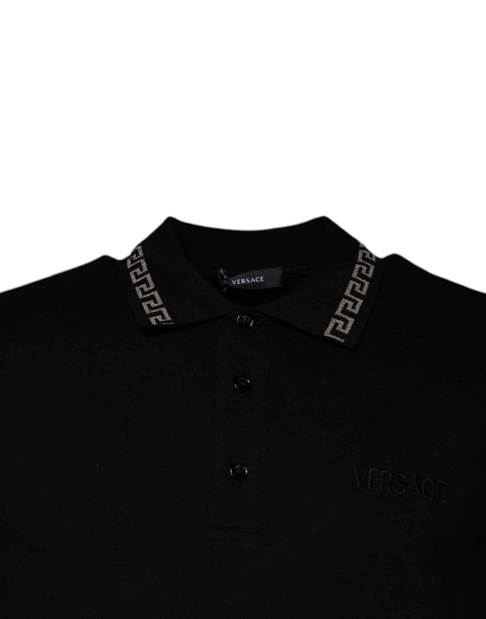 Versace Black Viscose Collared Polo Short Sleeves T-shirt - Sandy Store ByNet