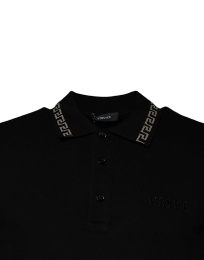 Versace Black Viscose Collared Polo Short Sleeves T-shirt - Sandy Store ByNet