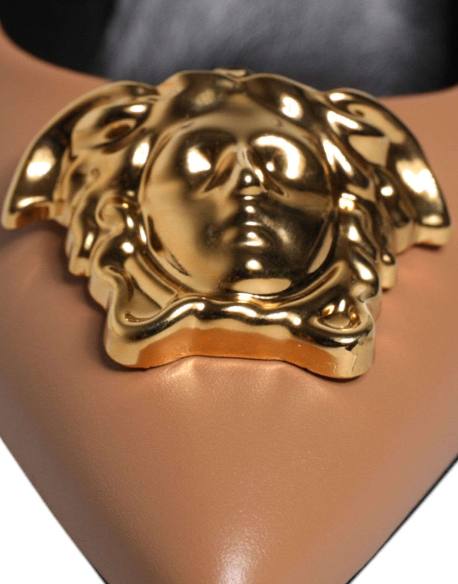 Versace Brown Leather Logo Plaque High Heels Pumps Shoes - Sandy Store ByNet