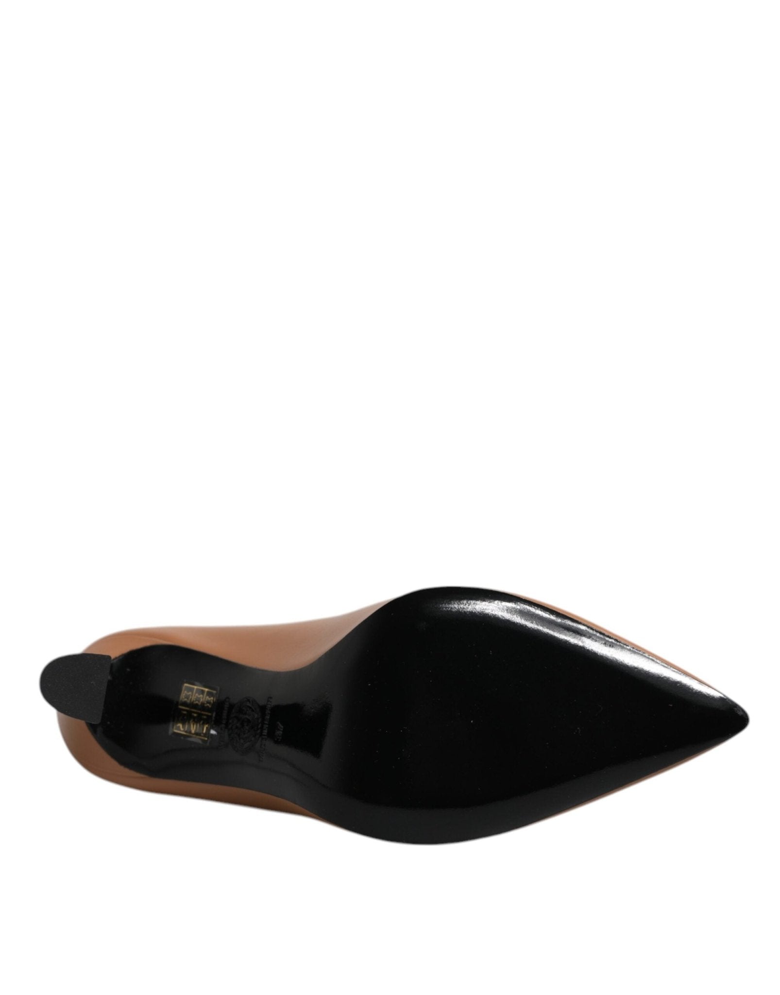 Versace Brown Leather Logo Plaque High Heels Pumps Shoes - Sandy Store ByNet